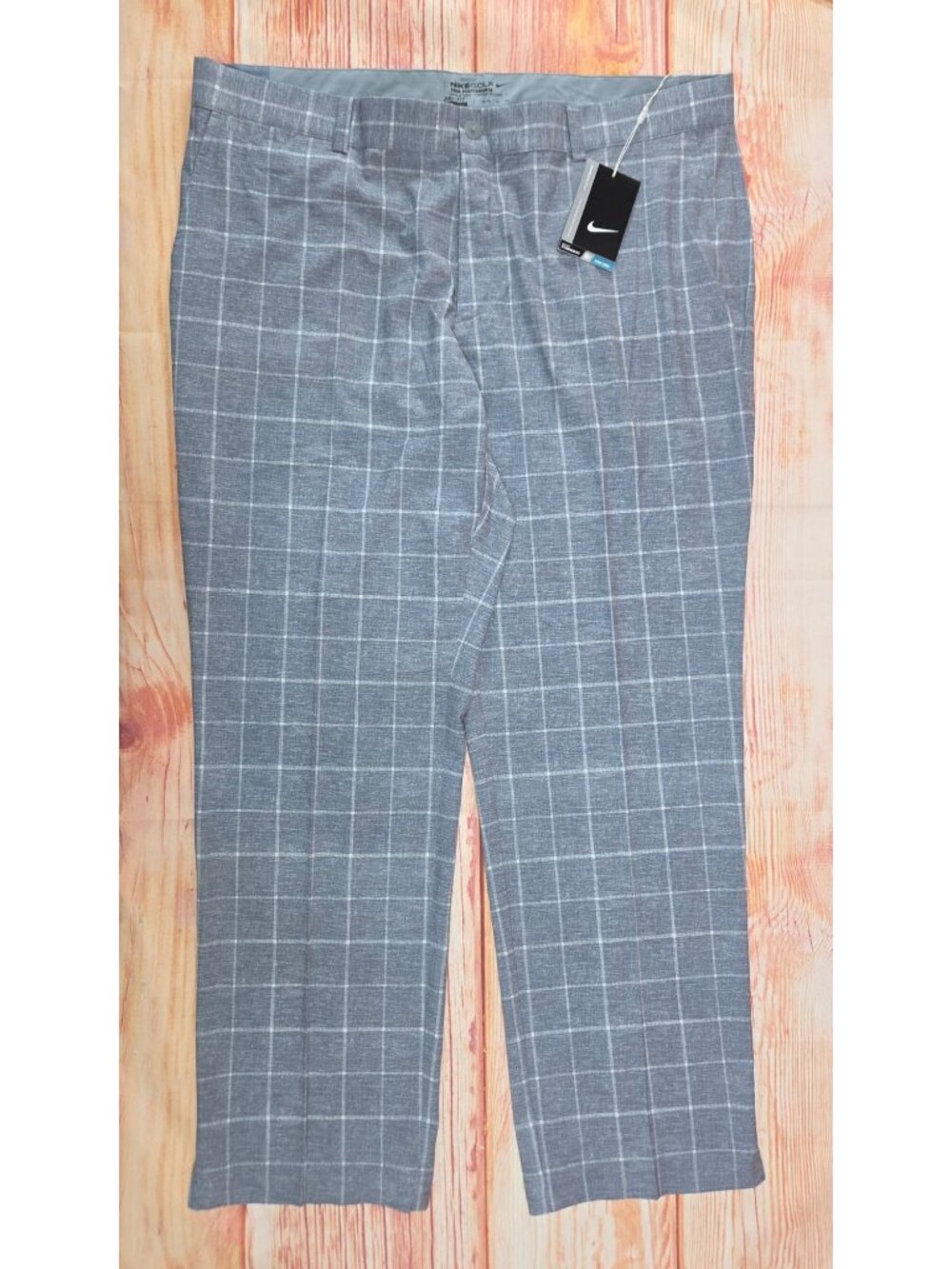Nike Mens Golf Pants Gray Plaid Dri-Fit Standard Fit Size 38x30 New With Tags